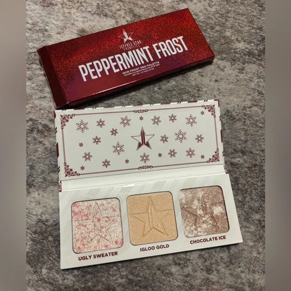 Jeffree Star Peppermint Frost Highlighter Palette - Red, Gold, Brown - Picture 1 of 2